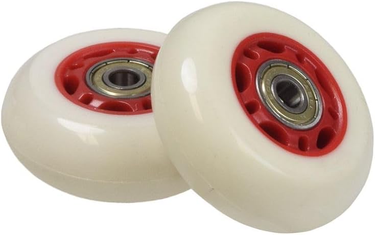 AlveyTech 68 mm Wheels with Bearings for Razor RipStik® RipSter, RipStik® RipSter DLX, & Sole Skate (Set of 2) (White Wheel Red Hub)