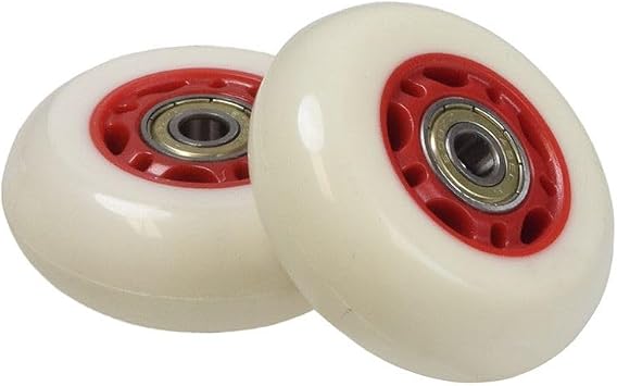 AlveyTech 68 mm Wheels with Bearings for Razor RipStik RipSter, RipStik RipSter DLX, Sole Skate Set of 2 White Wheel Red Hub