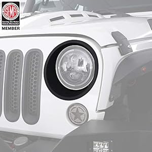 Hooke Road Matte Black Headlight Bezels Headlight Cover Trim for 2007-2015 Jeep Wrangler JK & Wrangler Unlimited