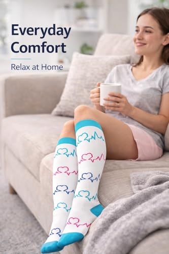 Image of Aoliks Medical Compression Socks for Women & Men, Support Knee High Socks for Running,Nurses,Travel