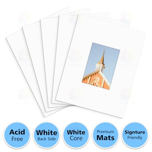 MBC Mat Board Center, 5 Pack 11x14 for 5x7 White Picture Mats Frame Mattes, Bevel Cut, Acid Free, 4-ply Thickness by MBC MAT BOARD CENTER - Image 3