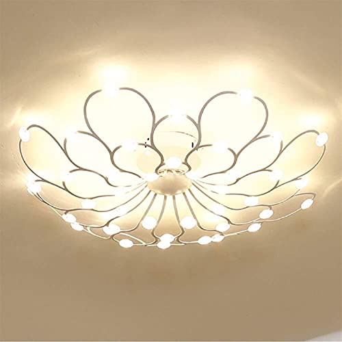 Lampe de plafond en fer blanc chaud 50cm TQHGM fleurs