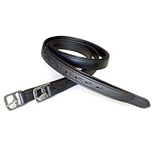 SIE 54" / 60" New 1" Super Soft Cow Leather English Stirrup Leathers Nylon Core Non Stretch Leathers Black, 54" x 1"
