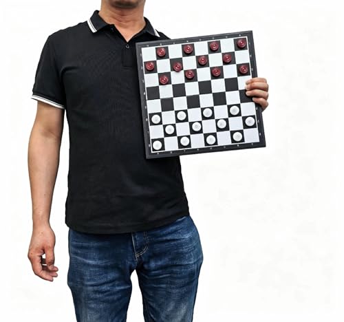 GulangCloud Large Magnetic Chess and Checkers Set, 12.4" Foldable Board Game with Storage Box, Smooth Rounded Pieces with 2 Extra Queens & 2 Backup Checkers, Portable Travel Game for Kids & Adults - Image 3