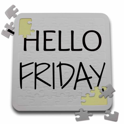 3dRose Hello Friday, Black Lettering on Gray Background 10x10 Inch Puzzle