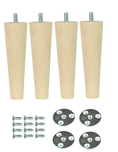 emoebelbeschlaege woplus 4 Möbelfüße Holzfüße Buche Sofafüße Schrank M8 Gewinde schräg oder gerade (Gerade 20cm)