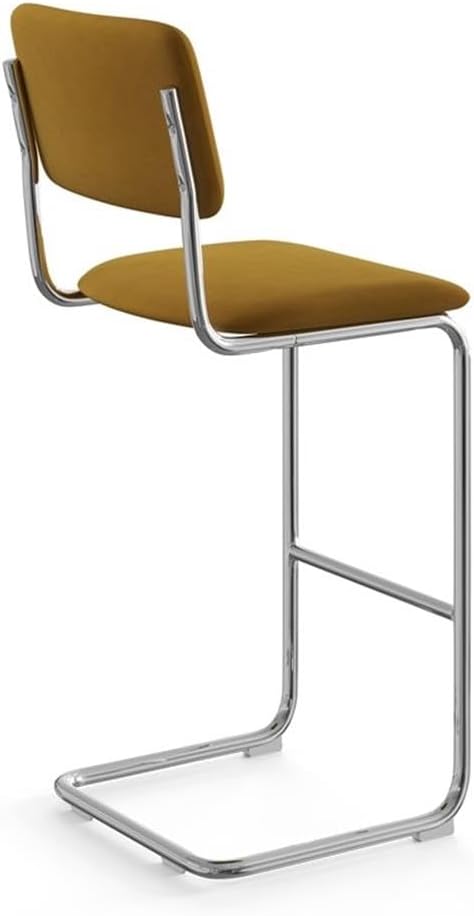 Pemberly Row Modern Velvet Bar Height Stool Set of 2, Gold Finish, Plush Padded Seat, 30-Inch Seat Height, Metal S-Frame, Durable Design, Stylish Counter Seating for Kitchen or Bar