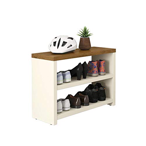 Conjunto com 2 Sapateiras Recamier Safira - Off white com freijó- Rpm Móveis