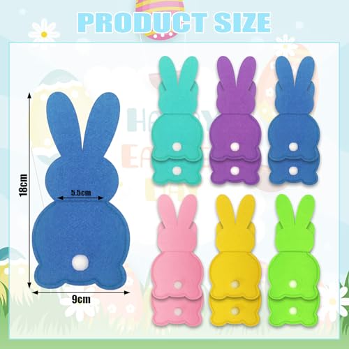 CUBarty 12 Stück Tischdeko Ostern Bestecktasche Filz, Osterhasen Besteckhalter, Wiederverwendbar Besteckbeutel für Oster Tischdeko (A)