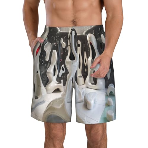 Abstract White Space Men's Beach Pants-Quick-Dry & Comfortable Mens Beach Shorts for Men, Perfect for Surfing and Everyday Wear