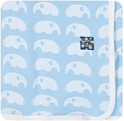 KicKee Pants Print Swaddle Blankets, Made from Viscose from Bamboo Fabric Making it a Silky Soft Baby Blanket, Security Blanket, Dreamy Swaddle Wrap (Pond Elephant - One Size)