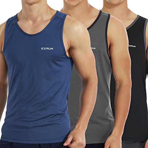 EZRUN Men's Quick Dry Tank Top UPF 50+ Workout Shirt for Gym & Running