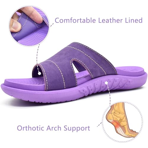 Image of KuaiLu Womens Fashion Orthotic Slides Ladies Athletic Yoga Mat Memory Foam Walking Sandals Thick Cushion Recovery Summer Beach Slippers Comfortable Plantar Fasciitis Arch Support