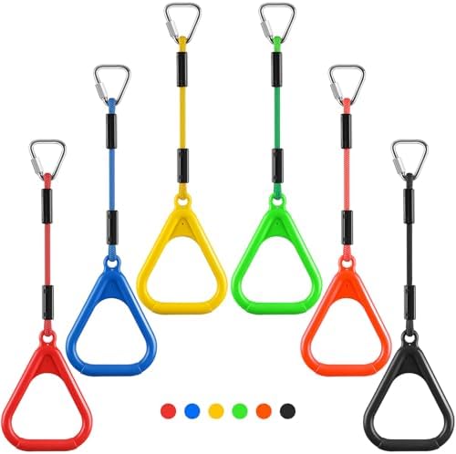 PELLOR 6Pcs Colorful Gymnastic Ring,Ninja Rings, Monkey Bars for Kids