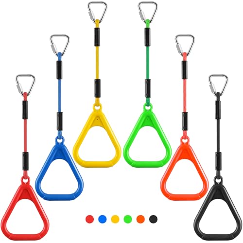 PELLOR Gymnastic Ring, Ninja Rings, Monkey Bars Adjustable Children's Home Gym Equipment, Pull Up Rings Sets for Workout Bodyweight Fitness Training by PELLOR - Used condition - US$36.78