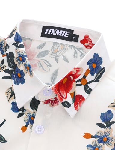 Mens Cotton Hawaiian Shirt - Casual Short Sleeve Button Down Shirts, Tropical Floral Shirt for Summer Vacation3