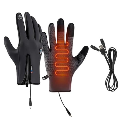 Yuemeuy Gants Chauffants pour Femmes, Gants pour écran Tactile | Gants Chauffants pour Les Mains Rechargeables, antidérapants à Fermeture éclair, équipement par Temps Froid pour Les activités de