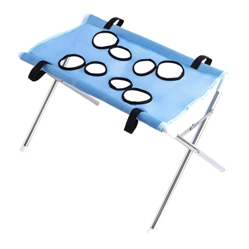 Pet Grooming Hammock Harness for Cats Small Dogs Dog Grooming Sling Stand with Frame Mesh Polyester Quick Eight Hole Design Suitable for Bathin, Blue