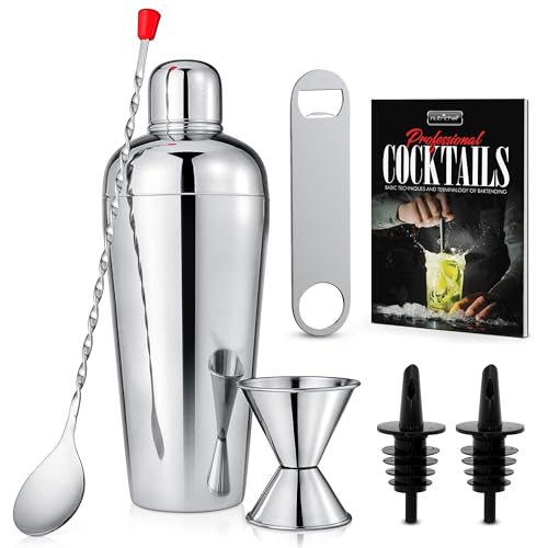 NutriChef Bartender Set 7 Piece - Includes Cocktail Shaker Mixer,