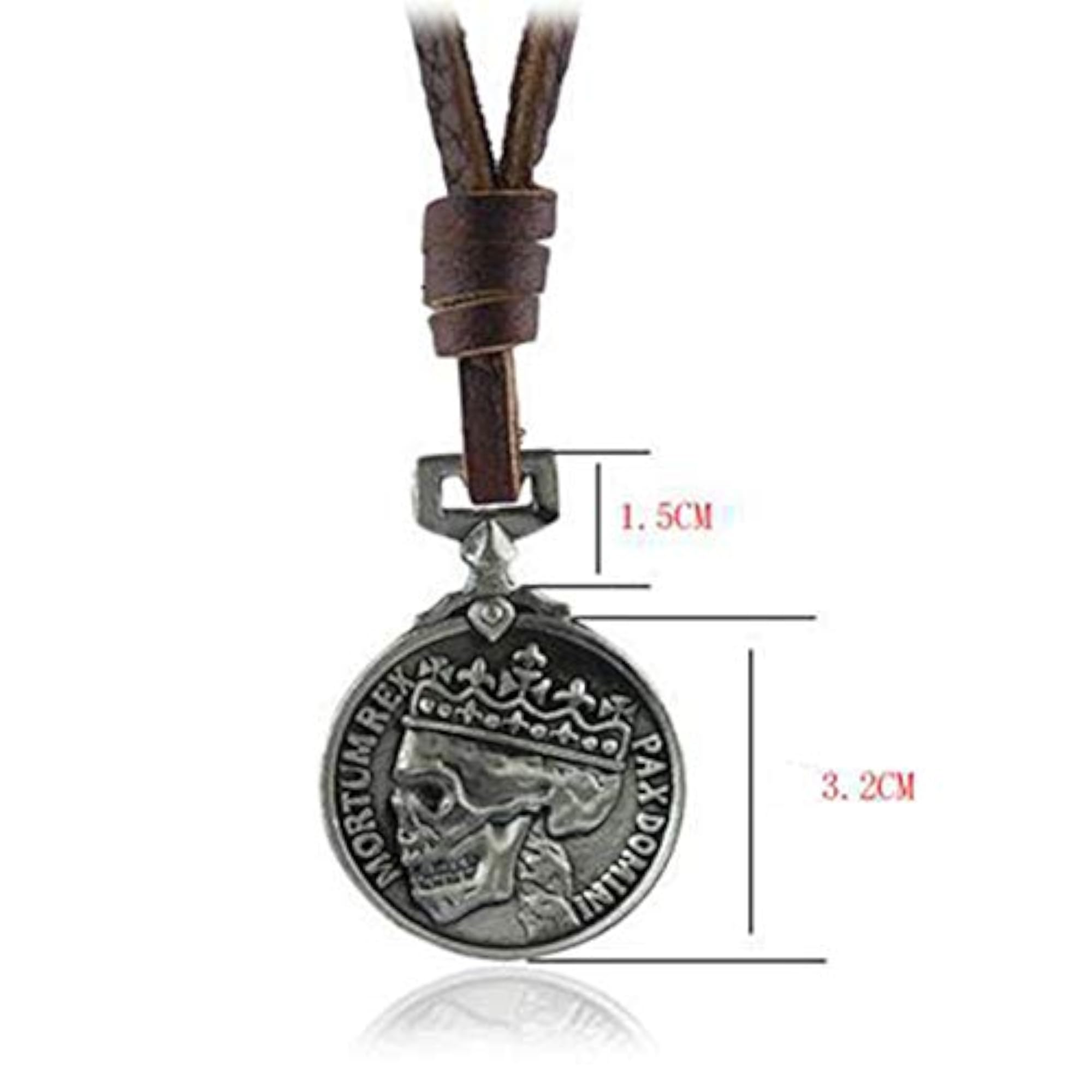 Men's Classic Skeleton Brown Leather Pendant Necklace