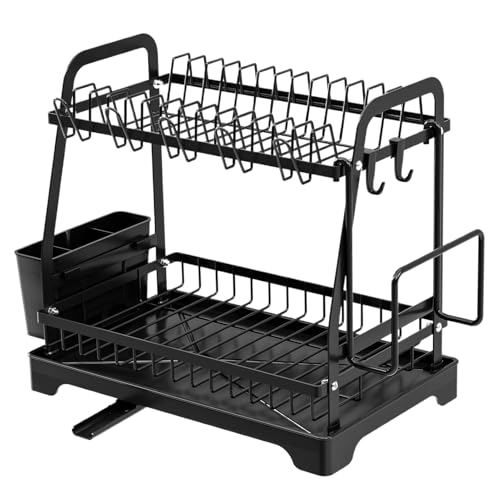 doble, escurridor de platos, estante para platos para encimera de cocina, organizadores de cocina y soporte de cubiertos de almacenamiento