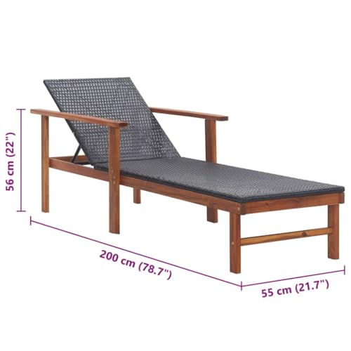 Chaise longue en bois d'acacia massif et polyrotin de qualité - 3