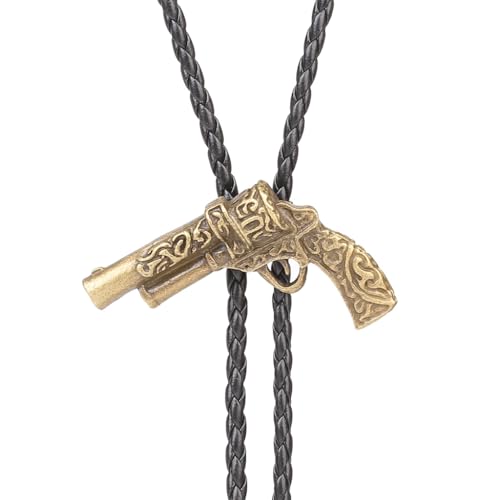 Image of GelConnie Bolo Ties for Men Women Western Cowboy Tie Mens Western Necklace Leather Necktie Gold Bolero Tie Cowboy Necklace