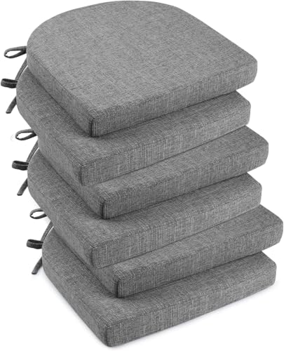 Lot de 2/4/6 Galette de Chaise de Salle à Manger avec Attaches – Forme de U Coussin de Chaise de Cuisine Déhoussables et Lavables, Antidérapants, Coussin de Siège pour Interieu/Bureau(#1,45*45cm(6pcs)