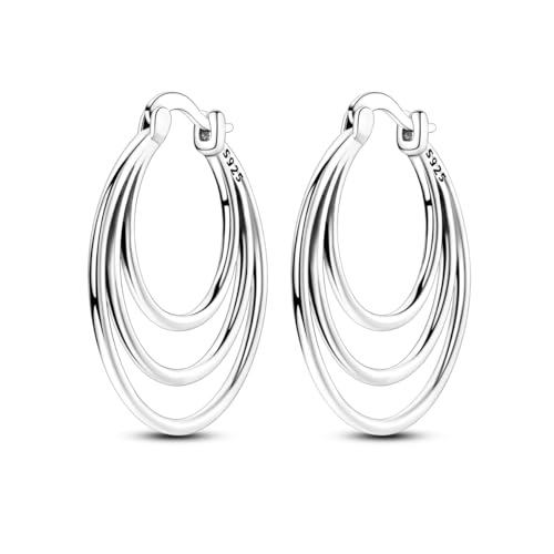 Image of Parmuz 925 Sterling Silver Earrings Large Big Hoop Earrings Star Moon Butterfly Twisted Cubic Zirconia Thin Round Hoops for Women
