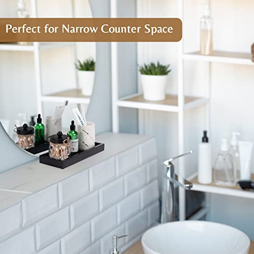Bathroom Black Tray For Vanity Counter - Small Decorative Wood Tray Bamboo Perfume Trays For Bathroom Countertop Decor #TOP3