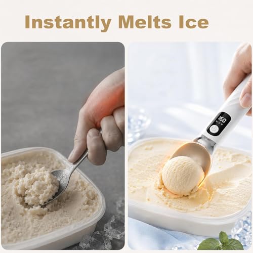 Cuchara para helado antiadherente con pantalla LED y batería recargable E 8