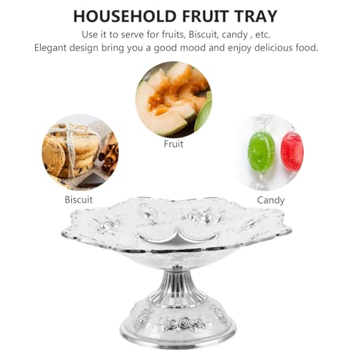 Ciieeo Vintage Snacks Plate Silver Fruit Serving Dish Elegant Candy Holder for Wedding Parties by Ciieeo - Used condition - Image 4