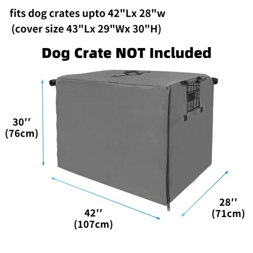 Dog Kennel Cover 42 Inch, Crate Covers for Large Dog Cages with1 2 3 Doors, Privacy Waterproof 600D Oxford Fabric Indoor/Outdoor Gray (Only Cover) by Joroamp - Image 2