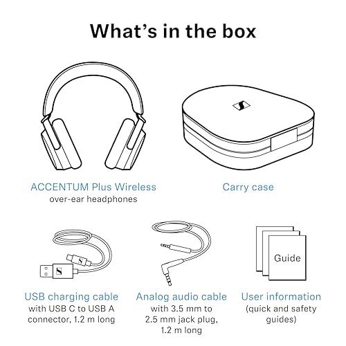 Sennheiser ACCENTUM Plus – Casque Bluetooth sans fil, fonction de charge rapide, 50 heures d’autonomie, ANC hybride adaptatif, Noir