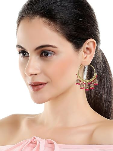 Ethnic Traditional Oxidised Gold Beads Designer Stylish Hoop Bali Dangle Jhumka Earrings Women Jewelry - Image 3