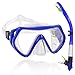 WACOOL Snorkeling Package Set for Adults, Anti-Fog Coated Glass Diving Mask, Snorkel with Silicon Mouth Piece,Purge Valve and Anti-Splash Guard.(Blue)