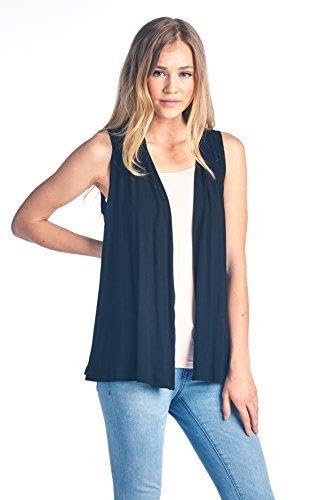 Women's Sleeveless Extra Soft Viscose Made from Bamboo Layering Casual Cardigan Vest (2X-Large, Black)