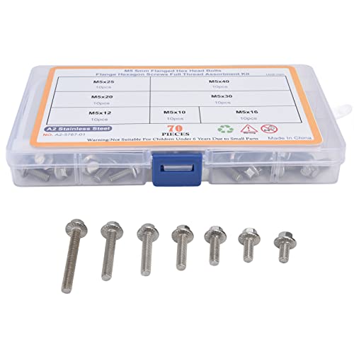 Pernos de brida hexagonal M5 en formato de kit surtido de tornillería de acero inoxidable 6