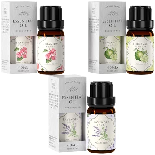 AROMA FLOW (アロマフロー) アロマオイル | リラックスセット【3種】10ml | エッセンシャルオイル 精油 アロマディフューザー用 天然100% アロマセラピー | ベルモンド B1730