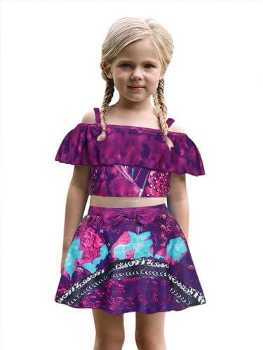 WonderBabe Bathing Suit for Girls Princess Two Piece Ruffle Swimsuit Kids Bikini Set Swimwear Dress Up2