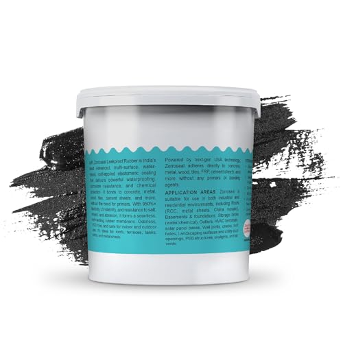 Image of AIPL Zorroseal Leakproof Rubber Coating 500 gm - Ready to Use Rubber Liquid for Long Lasting Waterproofing of Sheet Joints, Roof & Wall Cracks, Gutters, Solar Panels, DIY Leak Repair - Black