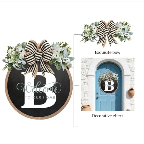 Last Name All Year Round Front Door Garland, Rustic Round Wood Wreaths wall Hanging Outdoor, Farmhouse, Porch, for Spring Summer Fall All Seasons Holiday Halloween Christmas (B) by YICORIP - Used condition - Image 4