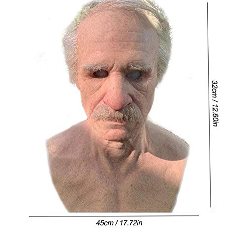 motifa Máscara de homem velho – Máscara realista de Dia das Bruxas – Máscara facial de látex humano