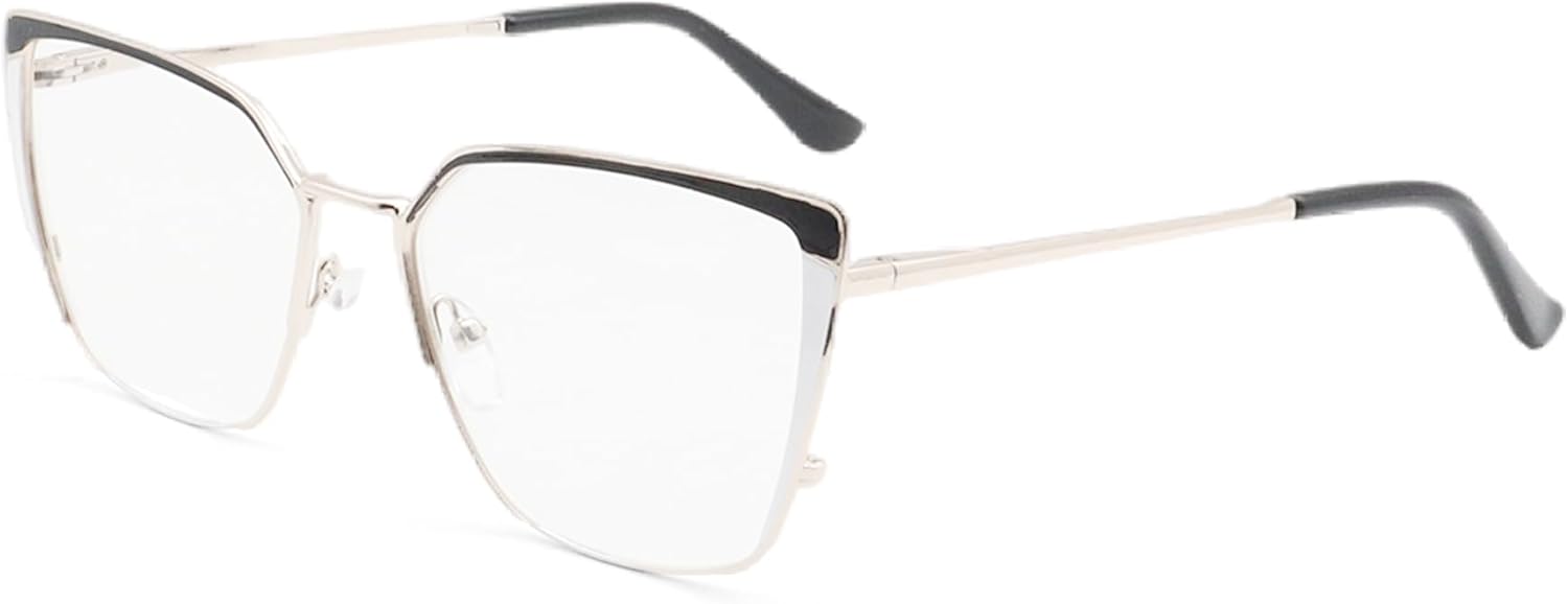 Oversized Metal Frame Reading Glasses for Women,Fashion Cat Eye Ladies Readers - Image 2