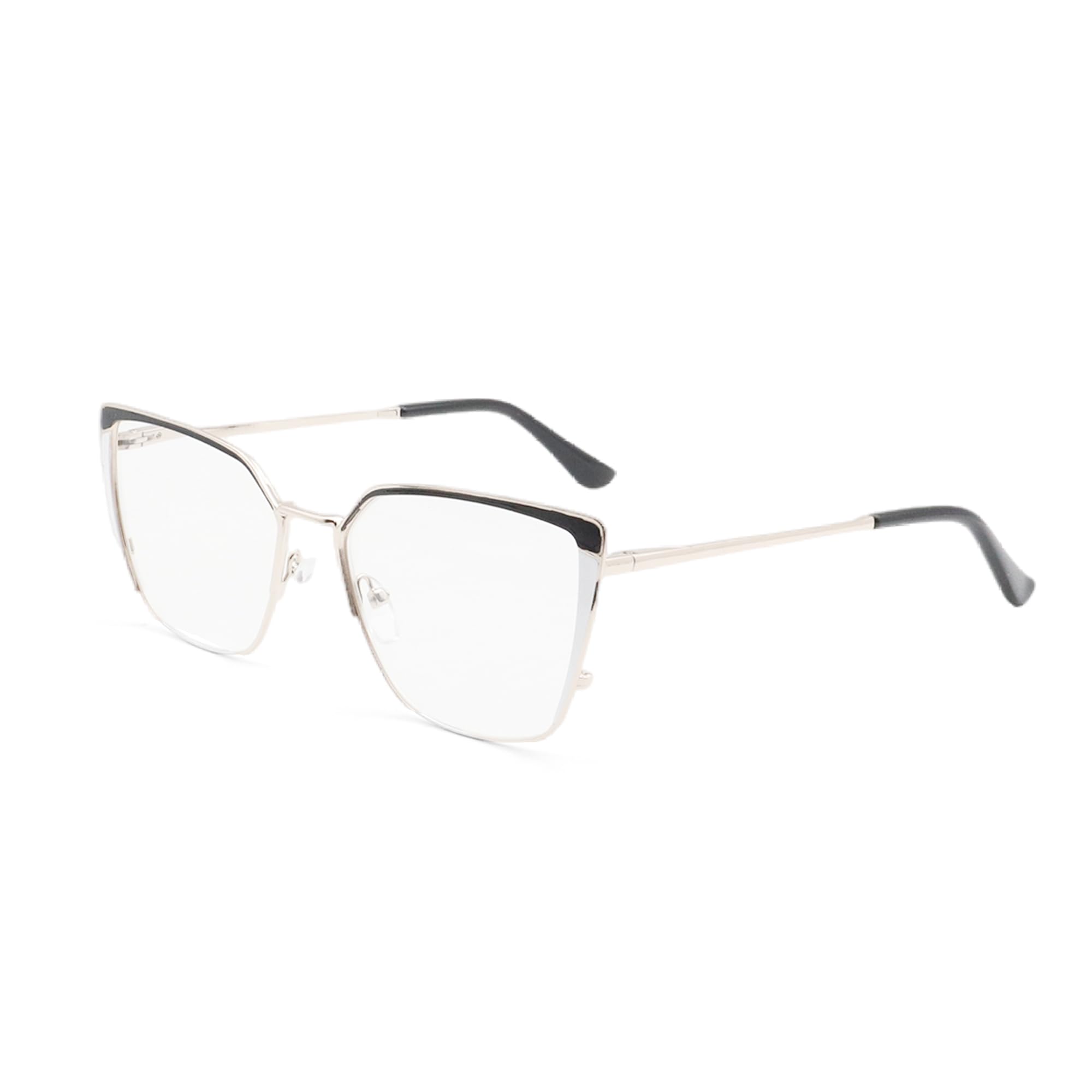 COVESATO Oversized Metal Frame Reading Glasses for Women,Fashion Cat Eye Ladies Readers (Black,1.50)