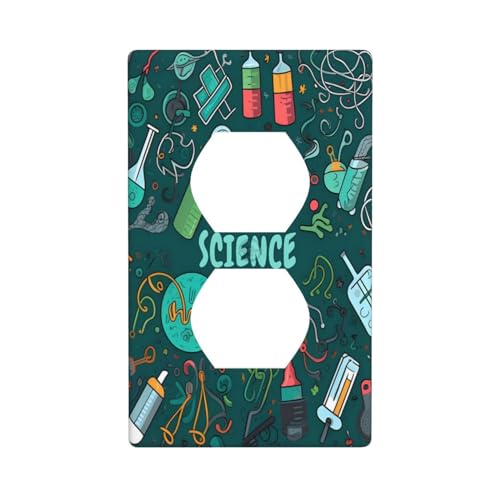 Science Duplex Outlet Covers Wall Plate, Cartoon Tools Electrical Receptacle Cover Home Decor
