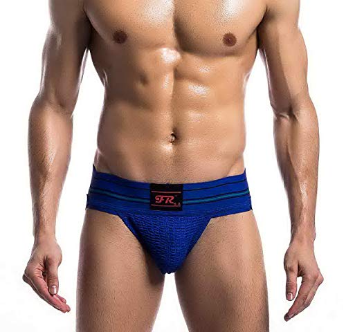 Mongous Mens Athletic Supporter - Waistband Contoured for Comfort - Solid Color Jockstrap Blue