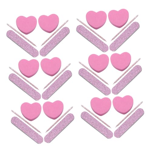 PartyKindom 20Sets Nail Art Tools Kit Includes Nail Polishing Strips and Heart Shaped Sponge Files for DIY Nail Designs Portable and Compact for and Use
