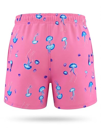 Image of UPTRIS Girls Swim Shorts Beach Board Short with Mesh Liner Quick Dry Summer | Jellyfish Pattern Swimming Trunks Swimsuit with Pockets Surfing, Beach, Vacation and Holiday for Toddler Baby girl