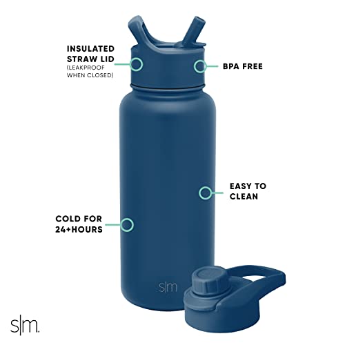 Image of Simple Modern Water Bottle with Straw and Chug Lid Vacuum Insulated Stainless Steel Metal Thermos Bottles | Reusable Leak Proof BPA-Free Flask for Sports | Summit Collection | 32oz, Slumberland